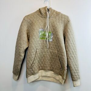 Tan Quilted Half-Zip Sweater with Mock Turtleneck